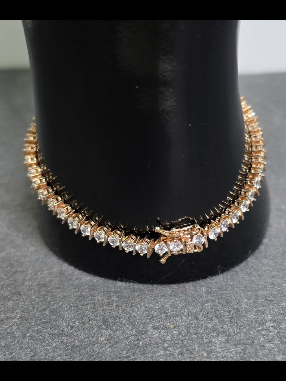 Sterling Silver Vintage Rose Gold Vermeil Tennis Bracelet CZ Stones - Picture 7 of 10